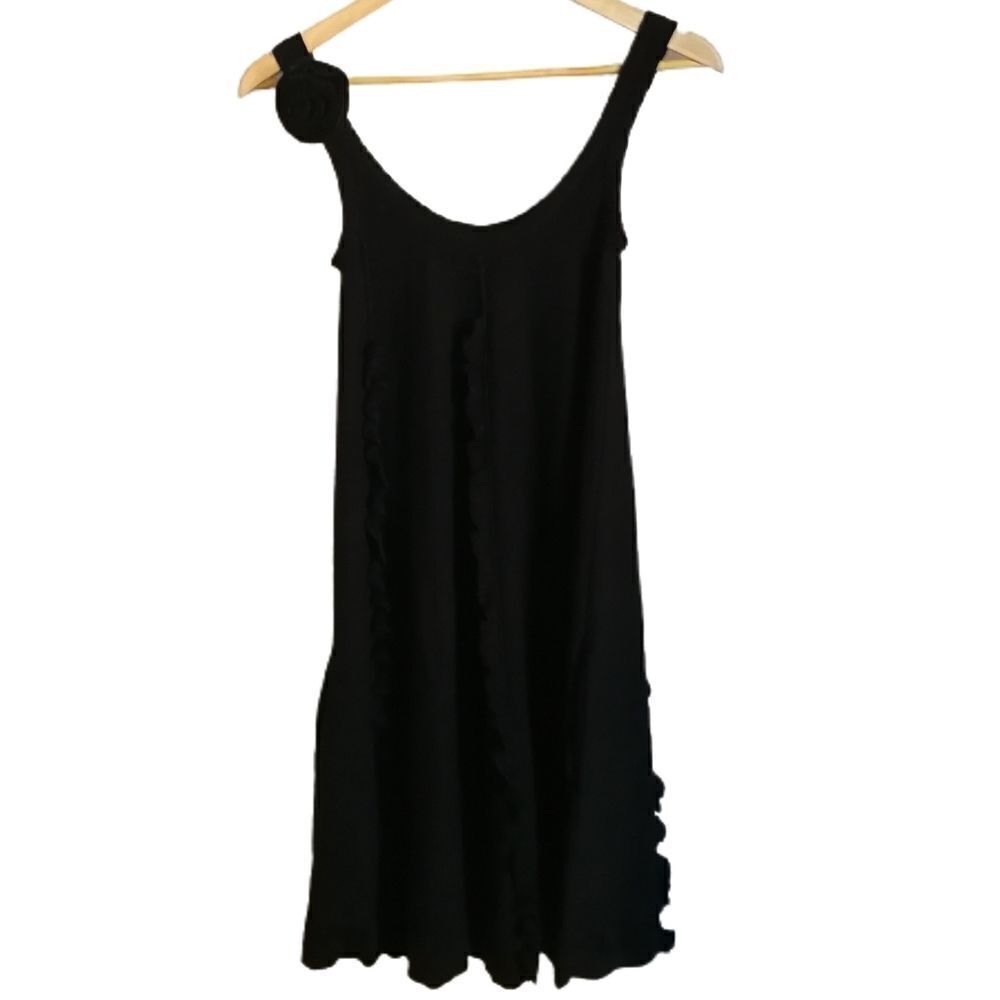 Sonia RYKIEL X H&M Black Pima Cotton Ruffles Knitted Fit & Flare Mini Dress XS